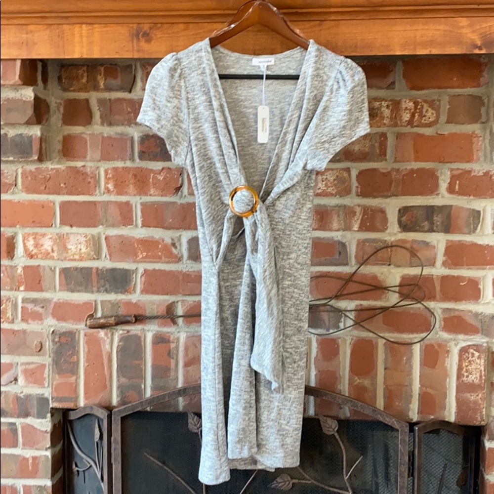 New Eyeshadow light grey knit wrap dress